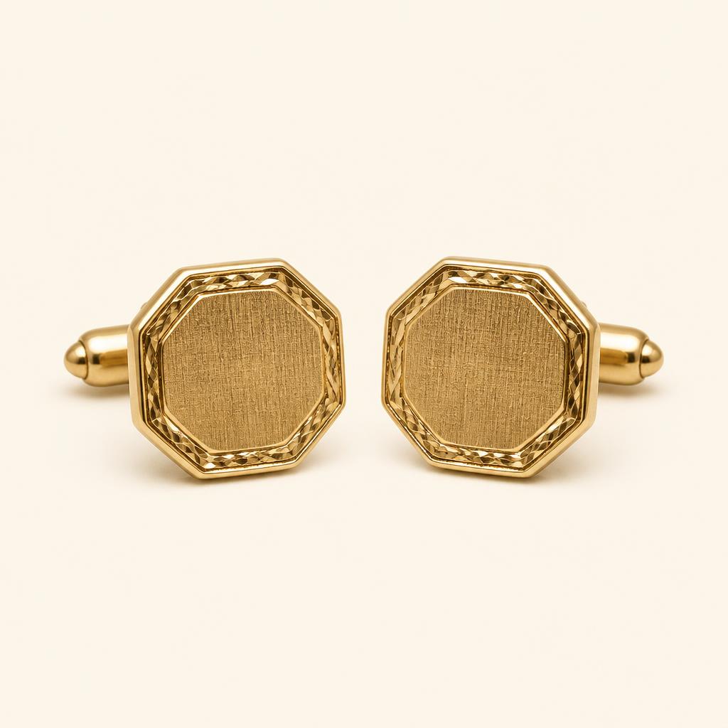 Octagonal Engine-Turned Cufflinks